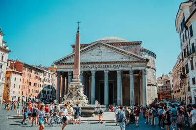 a group of people standing in front of a building at Maison Carlotta In Vatican in Rome