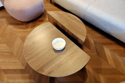 a wooden coffee table in a living room at YCH Elegant flat with terrace to Trastevere in Rome