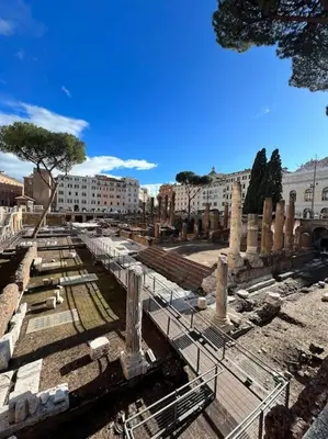 a view of the ruins of a city at Torre Argentina Apartment in Rome