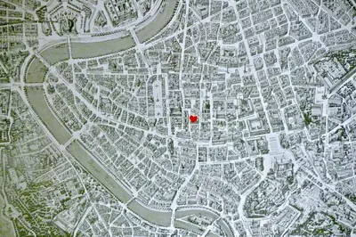 a map of a city with a red dot at Pantheon Palazzo Nari #9 in Rome