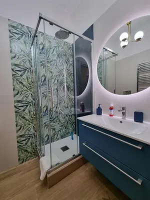 a bathroom with a shower and a sink at A casa di Marisa in Rome
