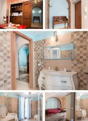 a collage of two pictures of a bathroom at Termini GHome in Rome