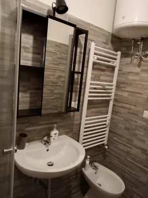 a bathroom with a sink and a mirror at Romamor 2 in Rome