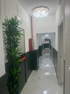 a hallway with a potted plant in a building at Roma Palace in Rome