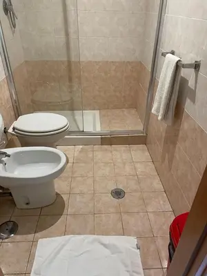 a bathroom with a toilet and a shower at Mille Guest HOUSE in Rome