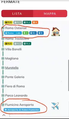 a screenshot of a cell phone with the names of airlines at Vita lenta terrazza Roma Garbatella in Rome