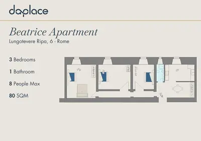 a plan of the perimeter of a building at Daplace - Beatrice Apartment in Rome