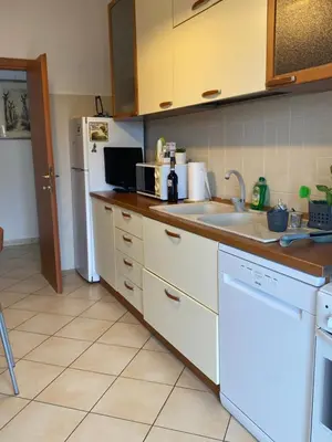 a kitchen with a sink and a refrigerator at Pisana 247 St Peter in Rome