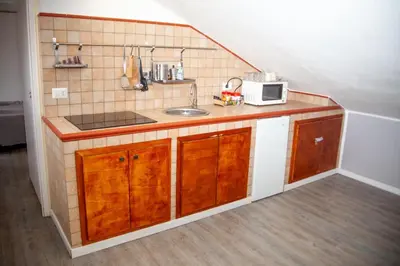 a small kitchen with a sink and a microwave at Magenta Terrione 2 in Rome