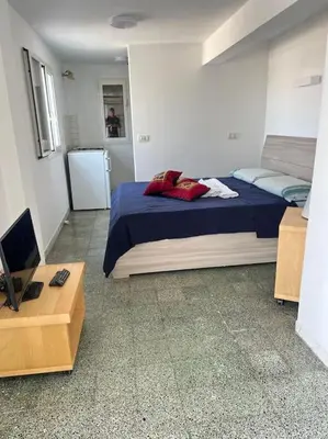 a bedroom with a bed and a television in it at Appartamento con ampio Terrazzo in Rome