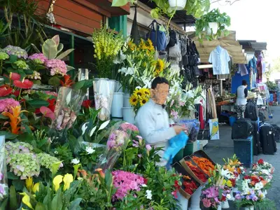 a man standing in a flower market with flowers at Stesi Vacanze in Rome