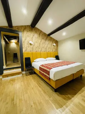 a bedroom with a large bed and a television at Excellence Suite in Rome