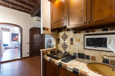 a kitchen with a sink and a microwave at Amazing Via del Babuino - Piazza del Popolo in Rome