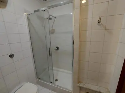 a bathroom with a shower and a toilet at Hotel Positano 2 in Rome