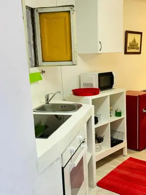 a kitchen with a sink and a microwave at La Casa di Cinzia in Rome