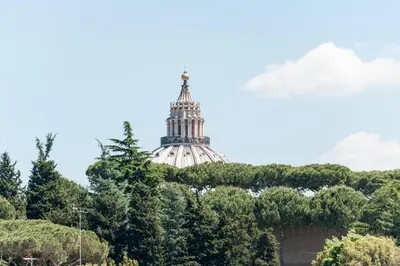 a hotel room with a bed and a tv at Vaticanum 67 in Rome