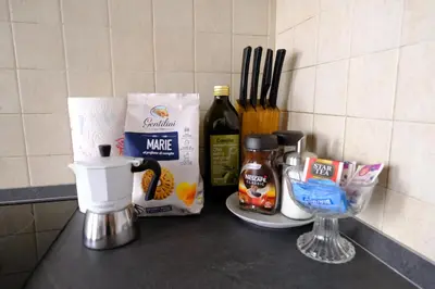 a counter top with a coffee maker and a blender at Happy Trastevere in Rome in Rome