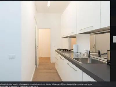 a kitchen with white cabinets and a stainless steel sink at Natale del Grande flat in Rome