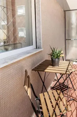 a table with a plant on it next to a window at St Peter's View in Rome