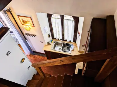 an overhead view of a kitchen with a sink at Smart Lodging Prime in Rome