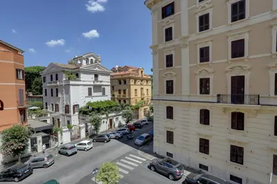 an aerial view of a city street with buildings at Colosseo Apt Mecenate 77 - Home and More in Rome