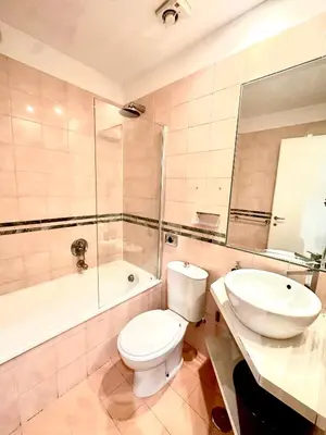 a bathroom with a toilet and a sink and a tub at Trevi Romantic Alcova in Rome