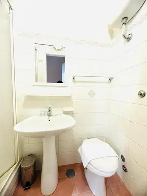 a white bathroom with a sink and a toilet at Hotel Resi in Rome