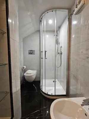 a bathroom with a shower and a sink and a toilet at THE ONE FRATTINA Apartment in Rome