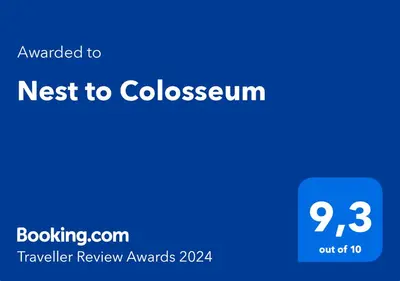 a blue screen with the words next to the text nest to colossium at Nest to Colosseum in Rome