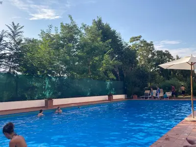 a group of people swimming in a swimming pool at Terrace! in Rome