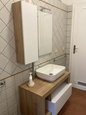 a bathroom with a sink and a mirror at Terrace! in Rome