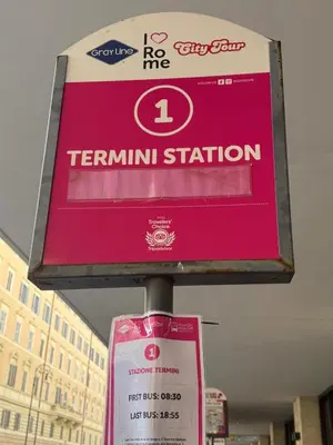 a sign for a tramini station on a pole at sweety rome in Rome