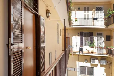 a view of two balconies of a building at Retro Flat Termini in Rome