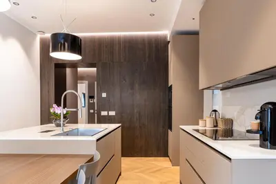 a kitchen with a sink and a counter at La Dolce Vita Luxury Apartment in Rome
