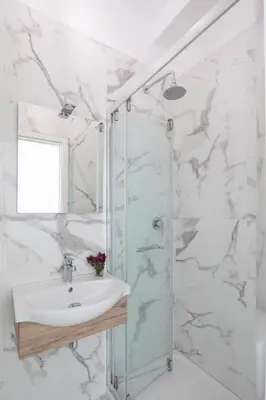 a bathroom with a sink and a shower at Claudio Vaticano Home in Rome