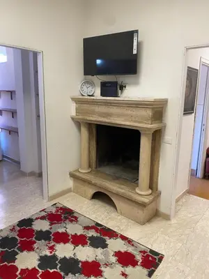 a living room with a fireplace with a flat screen tv at Nic Roma House in Rome