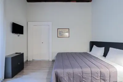 a bedroom with a large bed and a television at Prefetti 46 in Rome