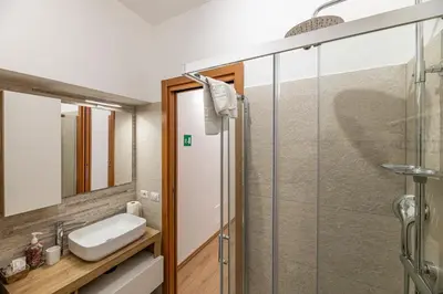 a bathroom with a shower and a sink at Domus Dino in Rome