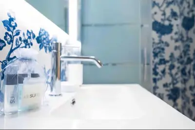a bathroom sink with a bottle of soap and a mirror at Pav Suite Rome in Rome