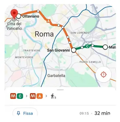 a screenshot of a google map of a road at Casa Bambù in Rome