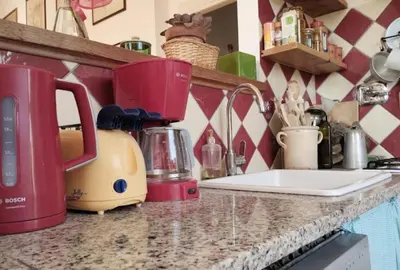 a kitchen counter with a mixer and a sink at La Dimora Torlonia Elegance & light in Rome in Rome