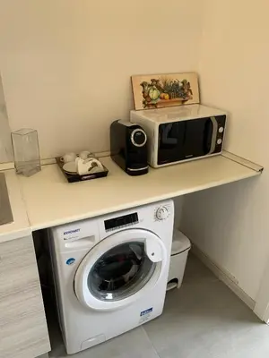 a microwave sitting on a shelf above a washing machine at Tristar Terrace Penthouse in Rome