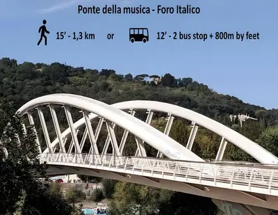 a white bridge with a person walking on it at CASA REMO - for family, 2 bathrooms, AC, self check-in in Rome