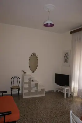 a living room with a tv and a table and a mirror at Nido Vidaschi in Rome