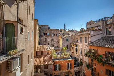 an aerial view of a city with buildings at Dimora degli Acetari in Rome