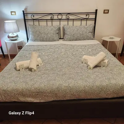 a bedroom with a large bed with two pillows at SweetHouseVittorio in Rome