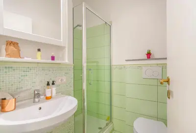 a bathroom with a sink and a shower at ANTICA DIMORA FARNESE in Rome