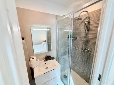a bathroom with a sink and a shower at Enjoy Vatican Holiday in Rome in Rome