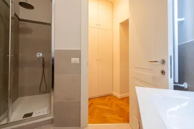 a bathroom with a shower and a sink at Top View Luxury apartment Piazza del Popolo in Rome