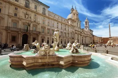 a water fountain in front of a building at The Heart of Rome Luxury House in Rome
